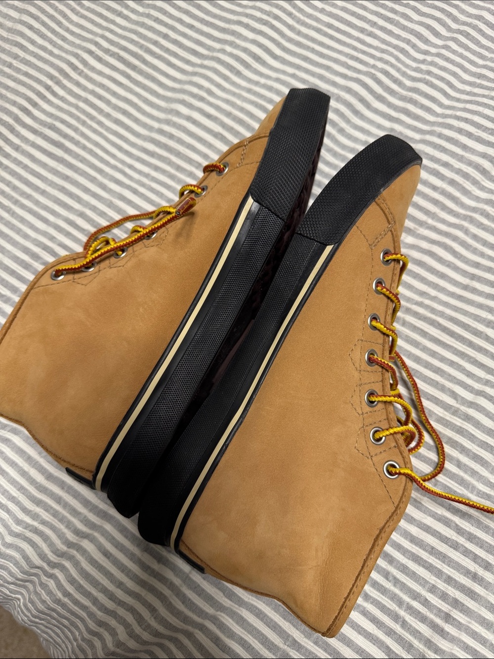 Sorel Men's Tan Leather High-Top Sneakers with Yellow-Brown Laces - Picture 8 of 12